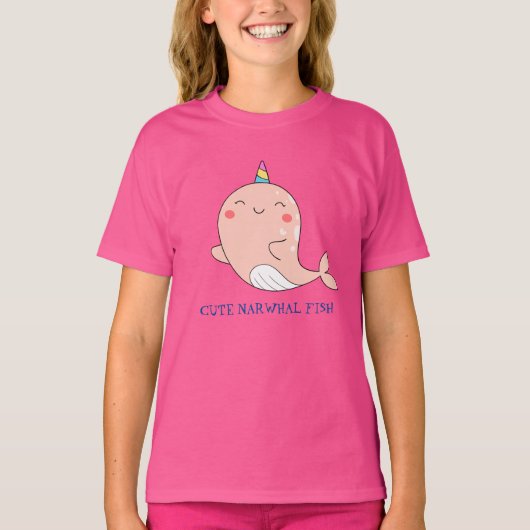 Schattigee Narwhal Fish Eenhoorn Regenboog zee Ver T-shirt (Voorkant)