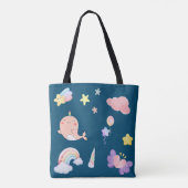 Schattigee Narwhal Fish Eenhoorn Regenboog zee Ver Tote Bag (Achterkant)