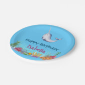 Schattigee Narwhal Fish Eenhoorn Whale zee Verjaar Papieren Bordje (Gekanteld)
