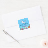 Schattigee Narwhal Fish Eenhoorn Whale zee Verjaar Vierkante Sticker (Envelop)