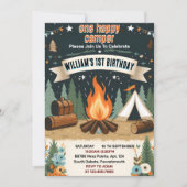 Schattigee Natuur Boys One Happy Camper 1e Verjaar Kaart (Voorkant)