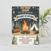 Schattigee Natuur Boys One Happy Camper 1e Verjaar Kaart (Staand voorkant)
