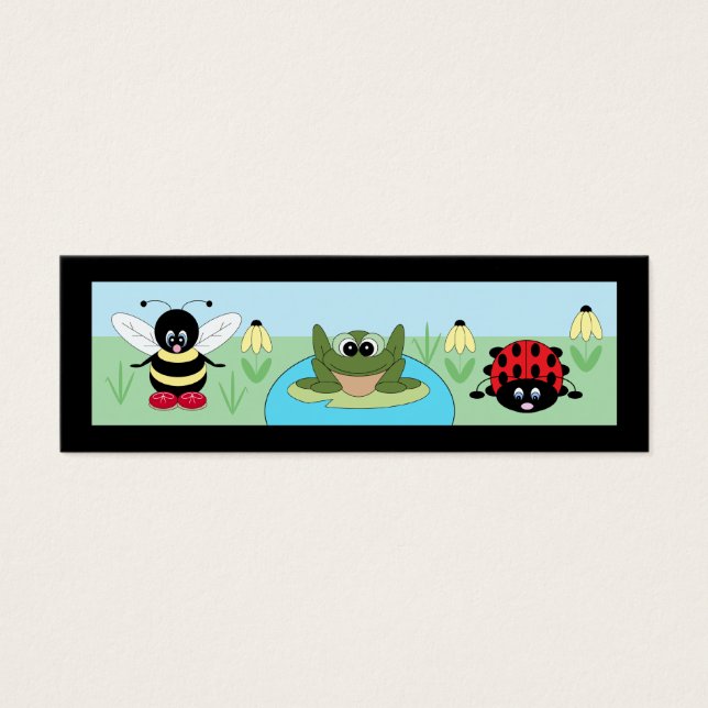 Schattigee Natuur / Dierlijke Bladwijzer Mini Visitekaartjes (Voorkant)