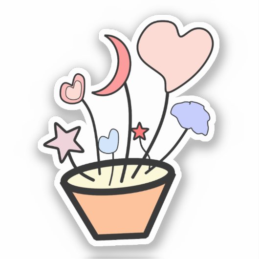 Schattigee Natuur Plant Pot Vinyl Sticker (Voorkant)