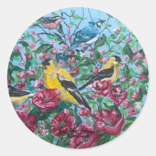 Schattigee Natuur Yellow Birds Ronde Sticker