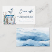 Schattigee nautische Ahoy Baby shower luier Raffle Informatiekaartje (Voorkant / Achterkant)