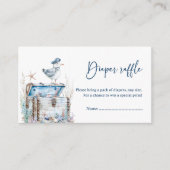 Schattigee nautische Ahoy Baby shower luier Raffle Informatiekaartje (Voorkant)