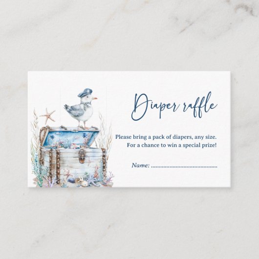 Schattigee nautische Ahoy Baby shower luier Raffle Informatiekaartje (Voorkant)