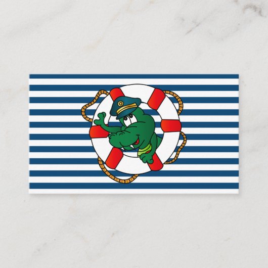 Schattigee nautische alligator Baby shower luier l Informatiekaartje (Voorkant)