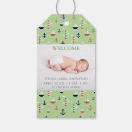 Schattigee nautische Baby Geboorte Aankondiging Gi Cadeaulabel