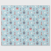 Schattigee Nautische Beren, Zeemeeuwen en vuurtore Cadeaupapier (Vlak)