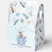 Schattigee nautische blauwe boot teddybeer jongen bedankdoosjes (Open)