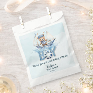 Schattigee nautische blauwe boot teddybeer jongen  bedankzakje