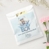 Schattigee nautische blauwe boot teddybeer jongen  bedankzakje (Gezegeld)