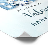 Schattigee nautische blauwe boot teddybeer jongen  poster (Hoek)