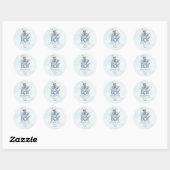Schattigee nautische blauwe boot teddybeer jongen  ronde sticker (Vel)