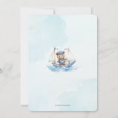 Schattigee nautische blauwe boot teddybeer jongen  save the date (Achterkant)