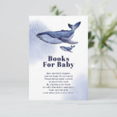 Schattigee nautische blauwe vinvis waterverf boeke informatiekaartje (Staand voorkant)