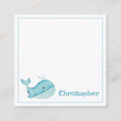 Schattigee nautische blauwe walvis gepersonaliseer informatiekaartje (Voorkant)