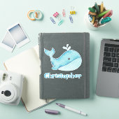 Schattigee nautische blauwe walvis gepersonaliseer sticker (iPad Cover)