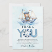 Schattigee nautische Blue Boat Teddy Bear Boy Verj Bedankkaart (Voorkant)