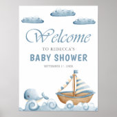 Schattigee Nautische Boot Baby shower Welkom Poster (Voorkant)