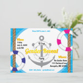 Schattigee nautische gender reveal party kaart (Staand voorkant)