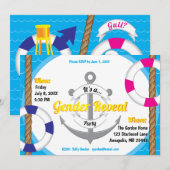 Schattigee nautische gender reveal party kaart (Voorkant / Achterkant)