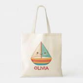 Schattigee Nautische Kleurrijke Zeilboot Tote Bag (Achterkant)