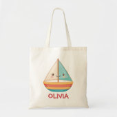 Schattigee Nautische Kleurrijke Zeilboot Tote Bag (Voorkant)