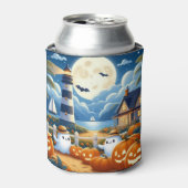 Schattigee, nautische / kust Halloween-spook / pom Blikjeskoeler (Blikje Voorkant)