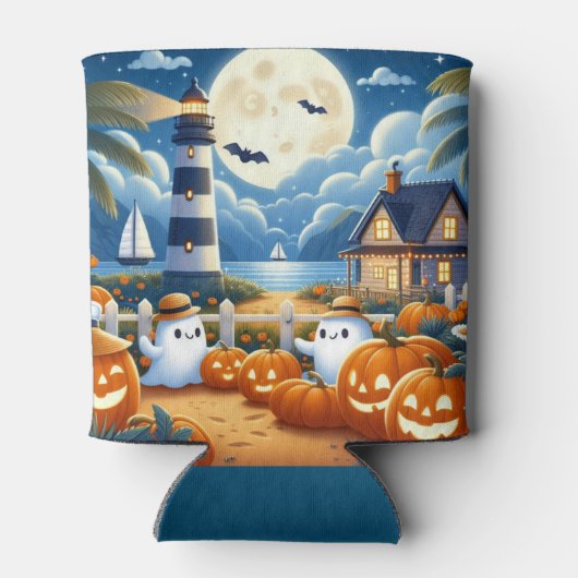 Schattigee, nautische / kust Halloween-spook / pom Blikjeskoeler (Achterkant)