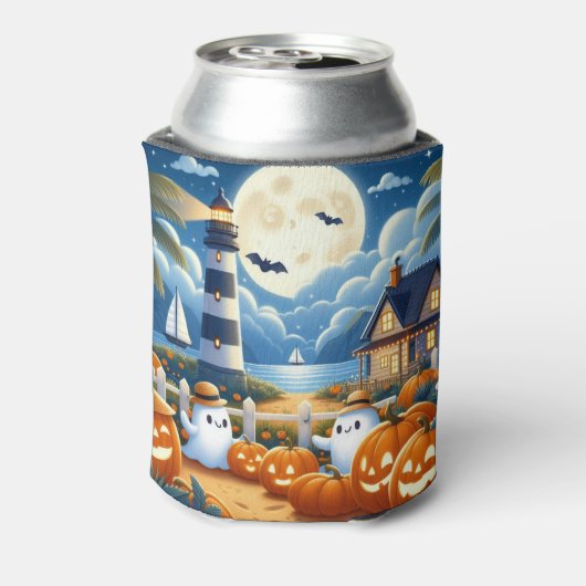 Schattigee, nautische / kust Halloween-spook / pom Blikjeskoeler (Blikje Achterkant)