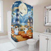Schattigee, nautische / kust Halloween-spook / pom Douchegordijn (In situ)