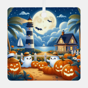Schattigee, nautische / kust Halloween-spook / pom Metalen Ornament