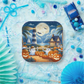 Schattigee, nautische / kust Halloween-spook / pom Papieren Bordje (Feest)