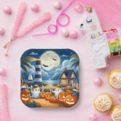 Schattigee, nautische / kust Halloween-spook / pom Papieren Bordje (Feest)