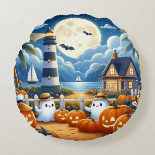 Schattigee, nautische / kust Halloween-spook / pom Rond Kussen