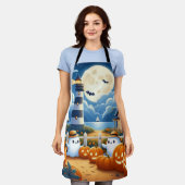 Schattigee, nautische / kust Halloween-spook / pom Schort (Gedragen)