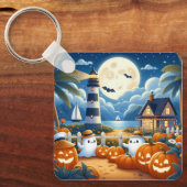 Schattigee, nautische / kust Halloween-spook / pom Sleutelhanger (Voorkant)