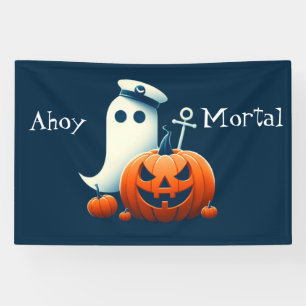Schattigee, nautische / kust Halloween-spook / pom Spandoek