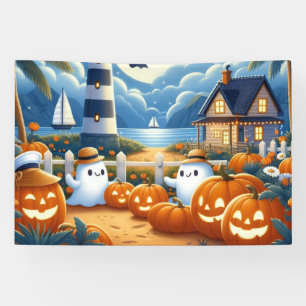 Schattigee, nautische / kust Halloween-spook / pom Spandoek