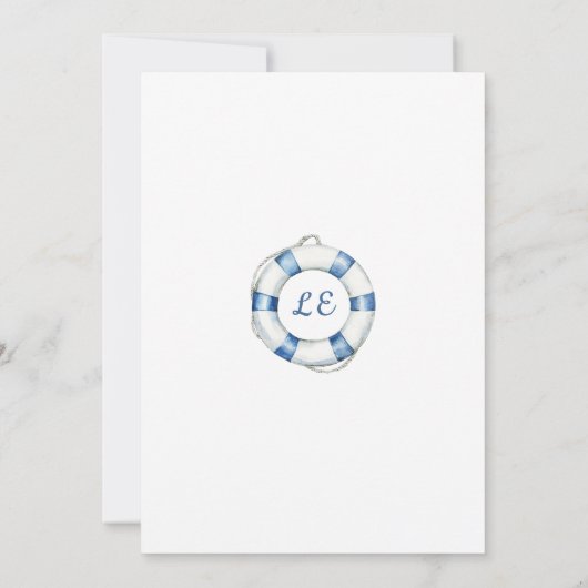 Schattigee nautische oceaan monogram Baby shower Kaart (Achterkant)