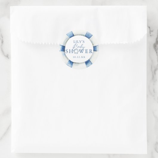 Schattigee nautische oceaan reddingsboei Baby show Ronde Sticker (Tas)