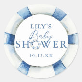 Schattigee nautische oceaan reddingsboei Baby show Ronde Sticker (Voorkant)