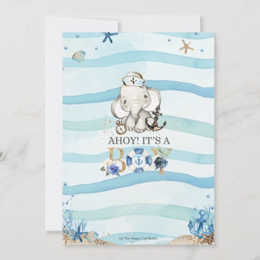Schattigee Nautische Olifant Ahoy Het is een Boy B Kaart (Achterkant)
