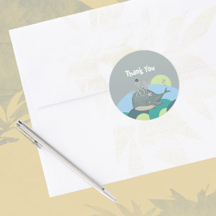 Schattigee nautische walvis inktvis blauw Baby sho Ronde Sticker