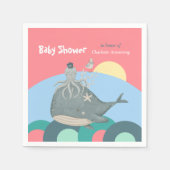 Schattigee nautische walvis inktvis roze Baby show Servet (Voorkant)