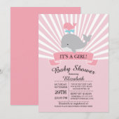 Schattigee nautische walvis meisje Baby shower uit Kaart (Voorkant / Achterkant)