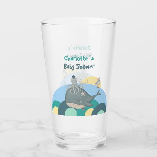 Schattigee Nautische Walvis Octopus Green Baby sho Glas (Voorkant)